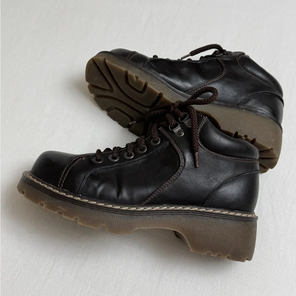 Vintage Y2K 90’s Faded Glory Brown Chunky Ankle Boots Size 10 Granola Girl Retro